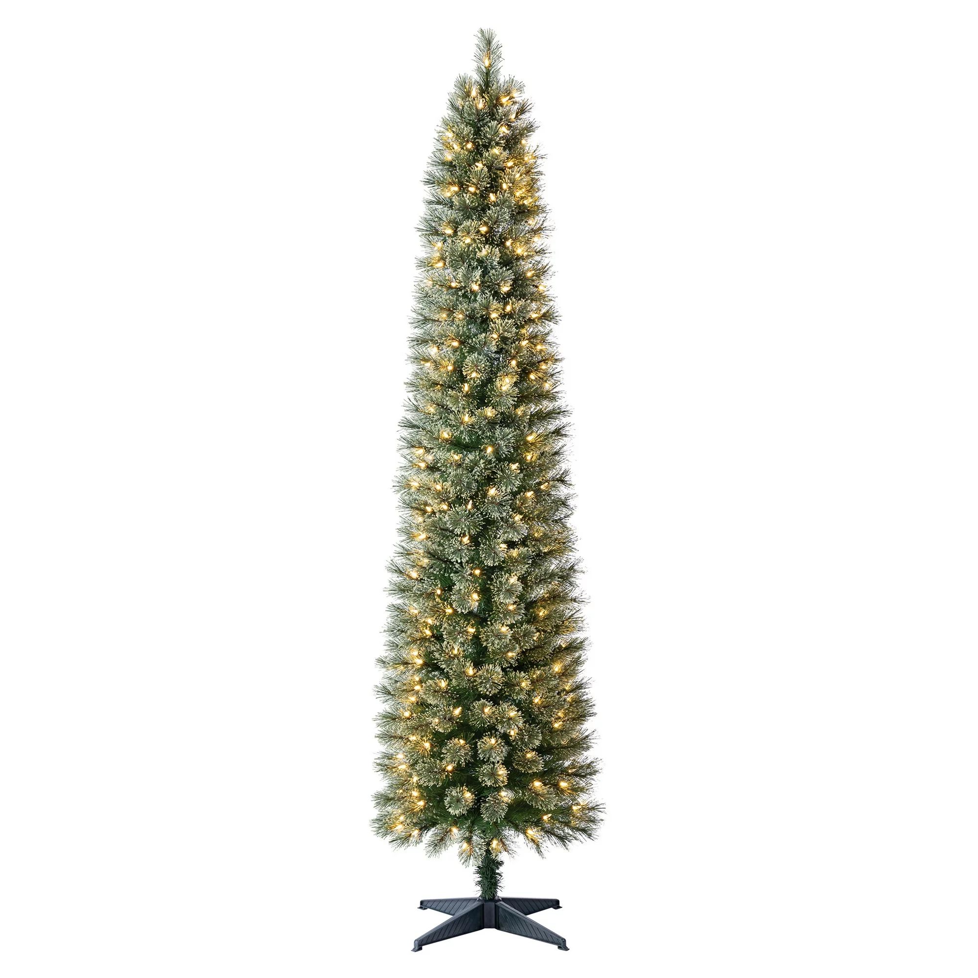 7 ft Pre-Lit Shelton Pencil Fir Artificial Christmas Tree, Clear LED Lights, by Holiday Time - Wa... | Walmart (US)