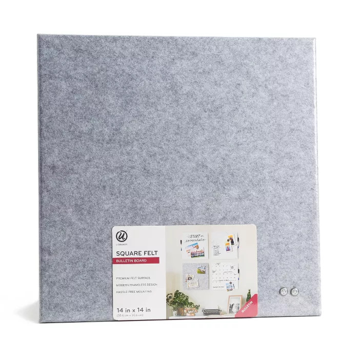 U-Brands 14" Square Felt Bulletin Board Gray | Target