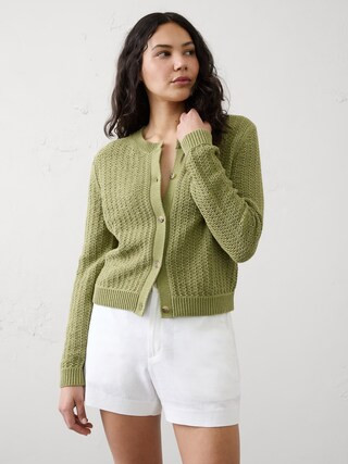 Cotton-Blend Textured Cardigan | Banana Republic Factory