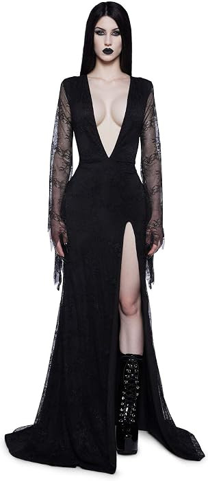 Dolls Kill Lace Morticia Inspired Costume - Vampire Queen Maxi Outfit by Trickz N' Treatz | Amazon (US)