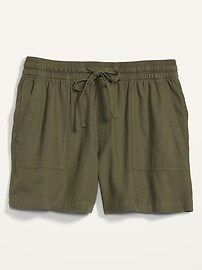 High-Waisted Linen-Blend Tie-Front Utility Shorts for Women -- 4-inch inseam | Old Navy (US)