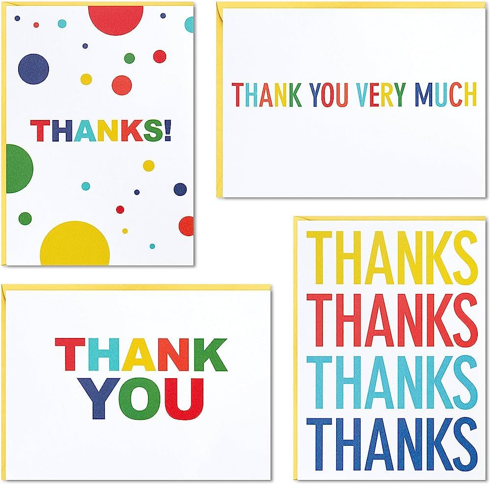 Hallmark Thank You Cards Assortment, Primary Colors (48 Thank You Notes for Kids and Adults) | Amazon (US)