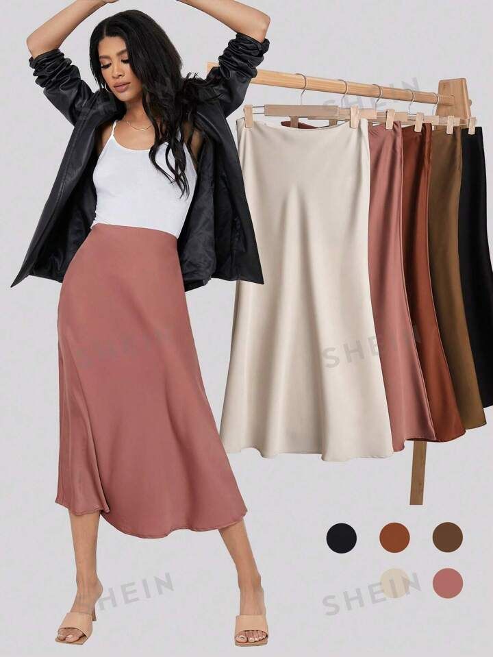 SHEIN BIZwear Zip Side Solid Skirt Workwear | SHEIN