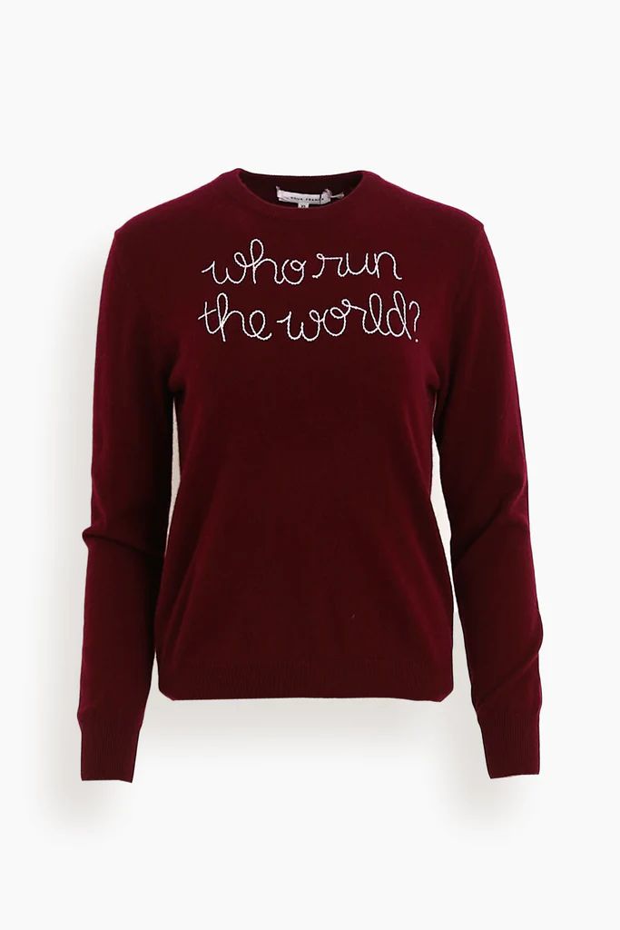 Who Run The World? Crewneck in Burgundy | Hampden Clothing