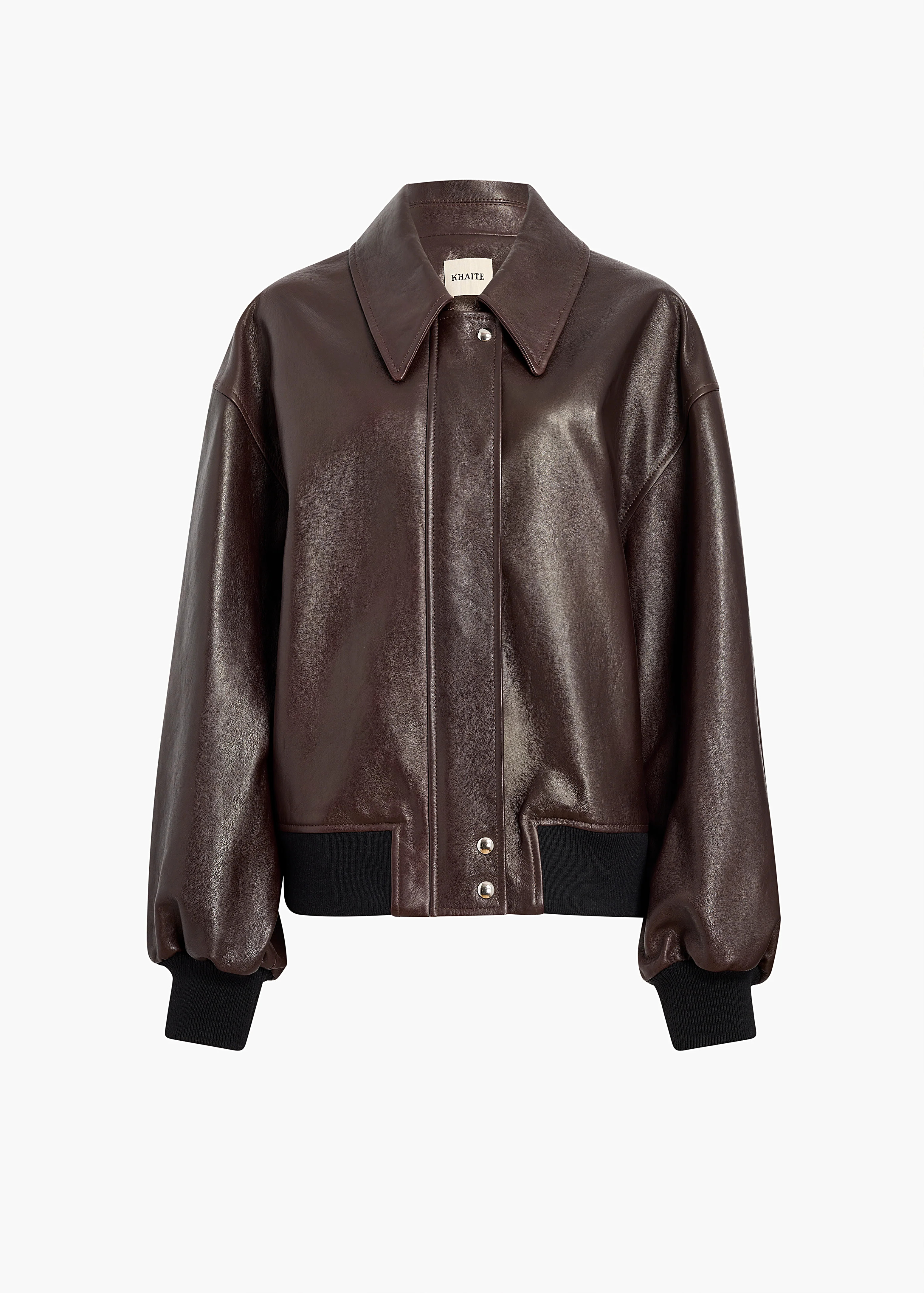 KHAITE - Shelman Jacket In Dark Brown Leather | Khaite