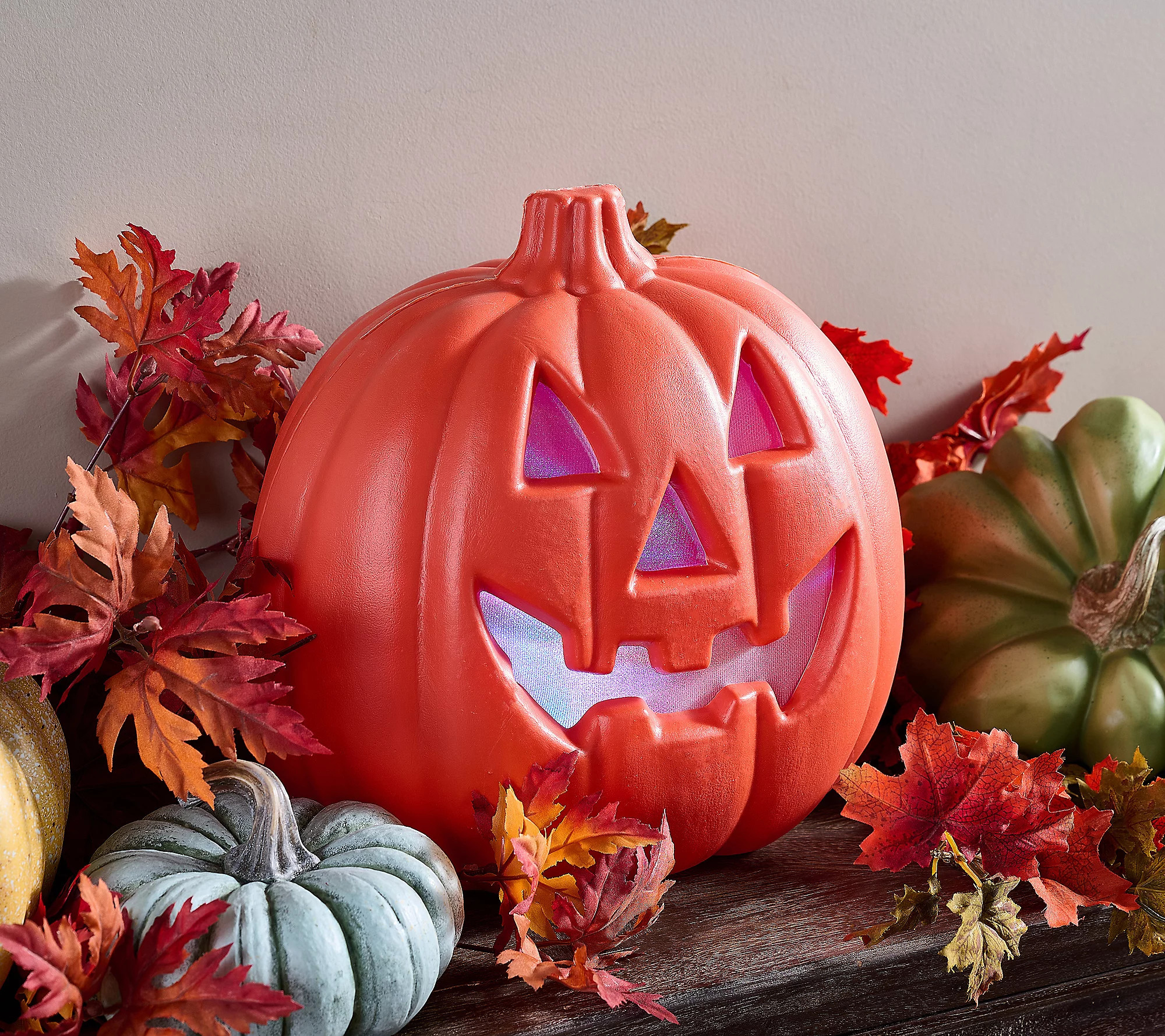 Hay & Harvest 12"" Illuminated Pumpkin with Light Show | QVC