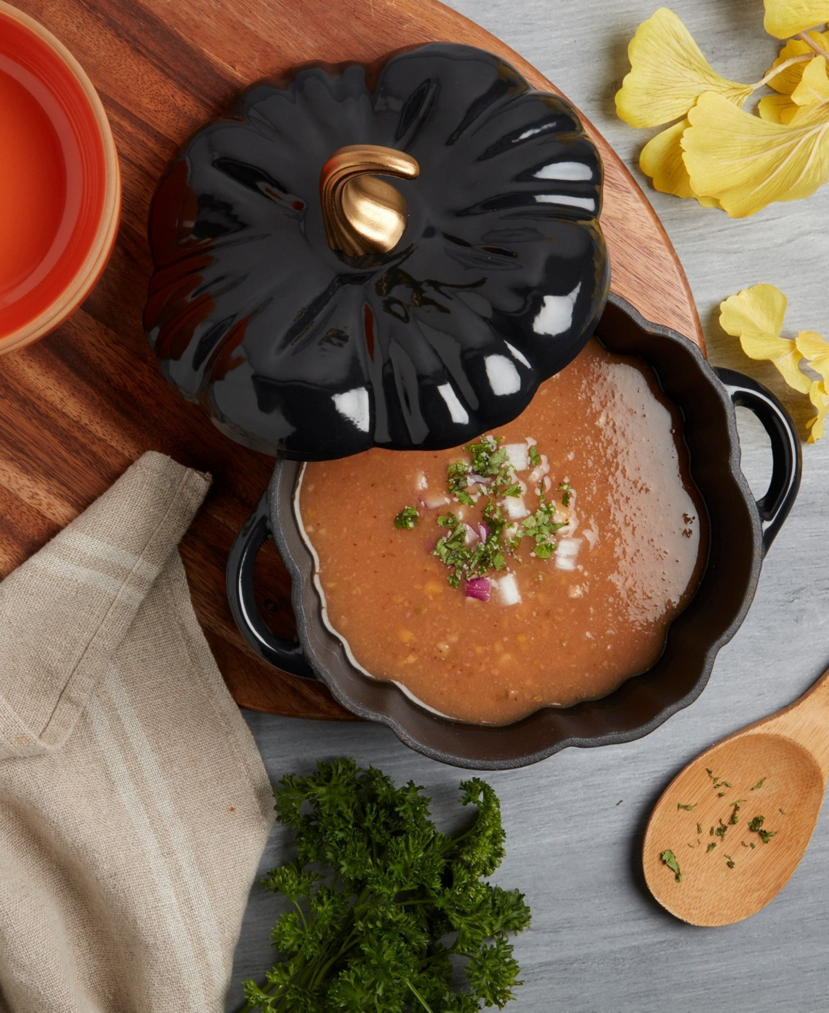 Smith and Clark Iron Works Enameled Cast Iron 2-Qt. Pumpkin Dutch Oven - Black | Macy's
