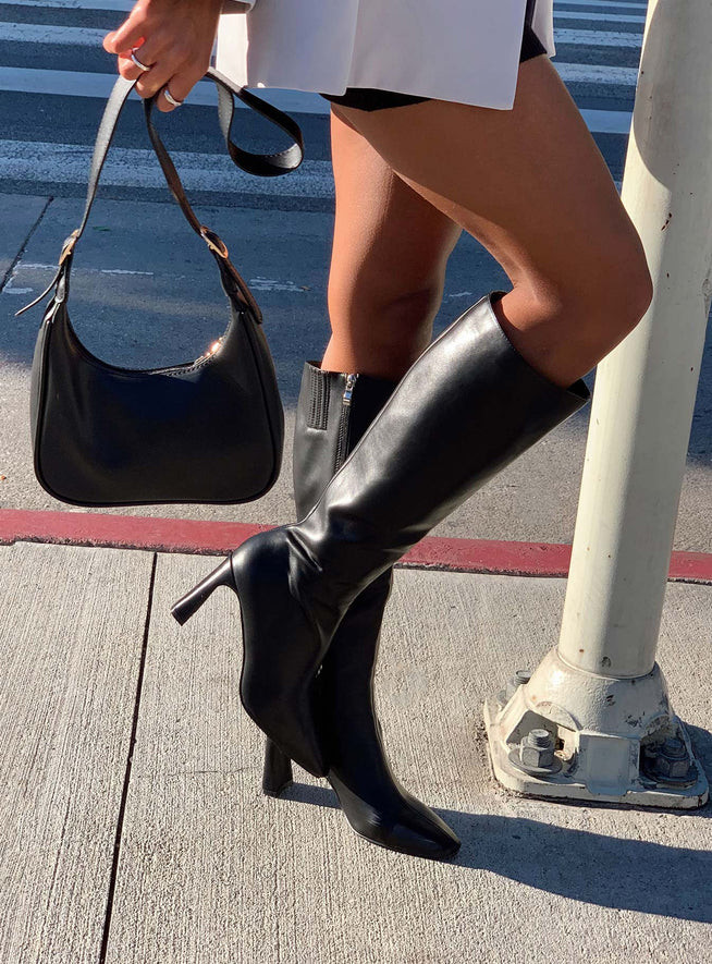 Sawyer Knee High Boots Black | Princess Polly US