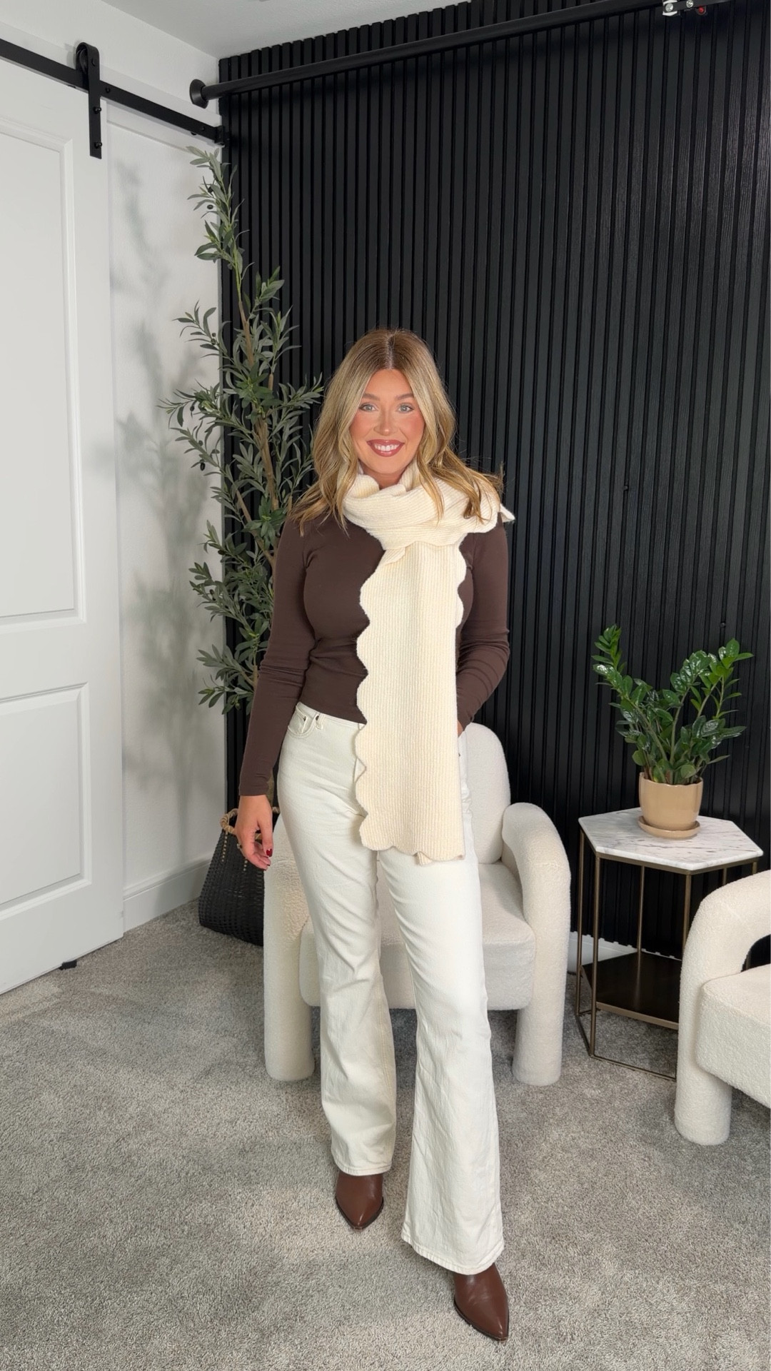 Thanksgiving outfit inspo - probably what I’ll be wearing for our casual family lunch. These jeans are mid rise and comfortable (wearing my true size 29R). Top is a medium. Boots are back in stock and some of my most worn  

#LTKMidsize #LTKgrwm #LTKHoliday