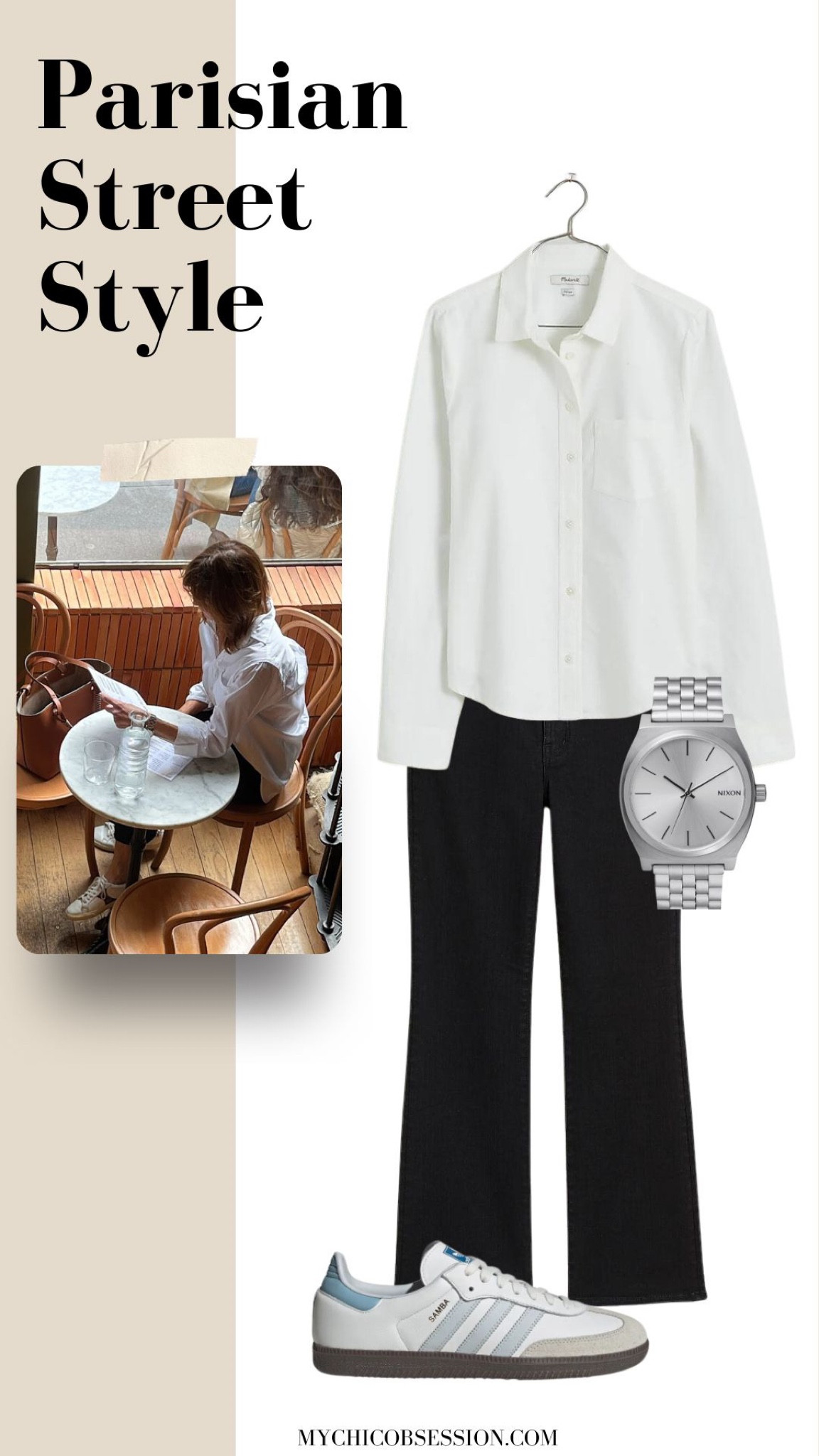 Spotted at the coffee shop! Black and white a forever classic and chic combo. Pair a slightly oversized Oxford shirt with black trousers, sneakers and silver accessories for this fall look.

#LTKSeasonal #LTKstyletip