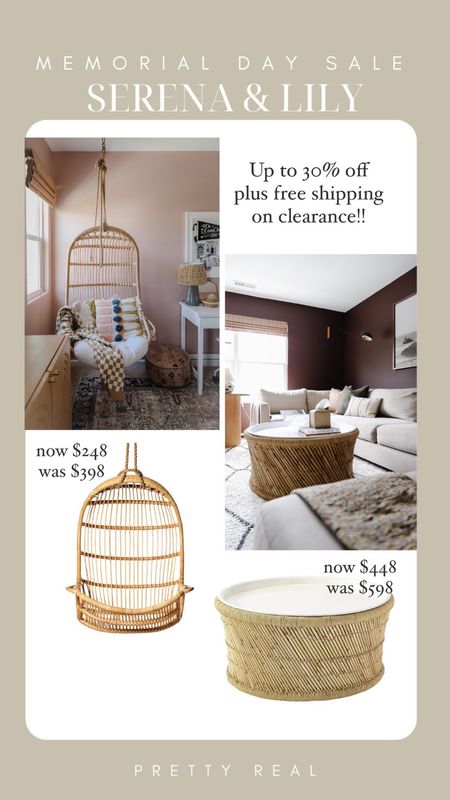 Serena & Lily BIG sale! Up to 30% off (but the hanging rattan chair is 38% off)! Rattan storage coffee table. Living room, family room, teen room 

#LTKHome #LTKSaleAlert