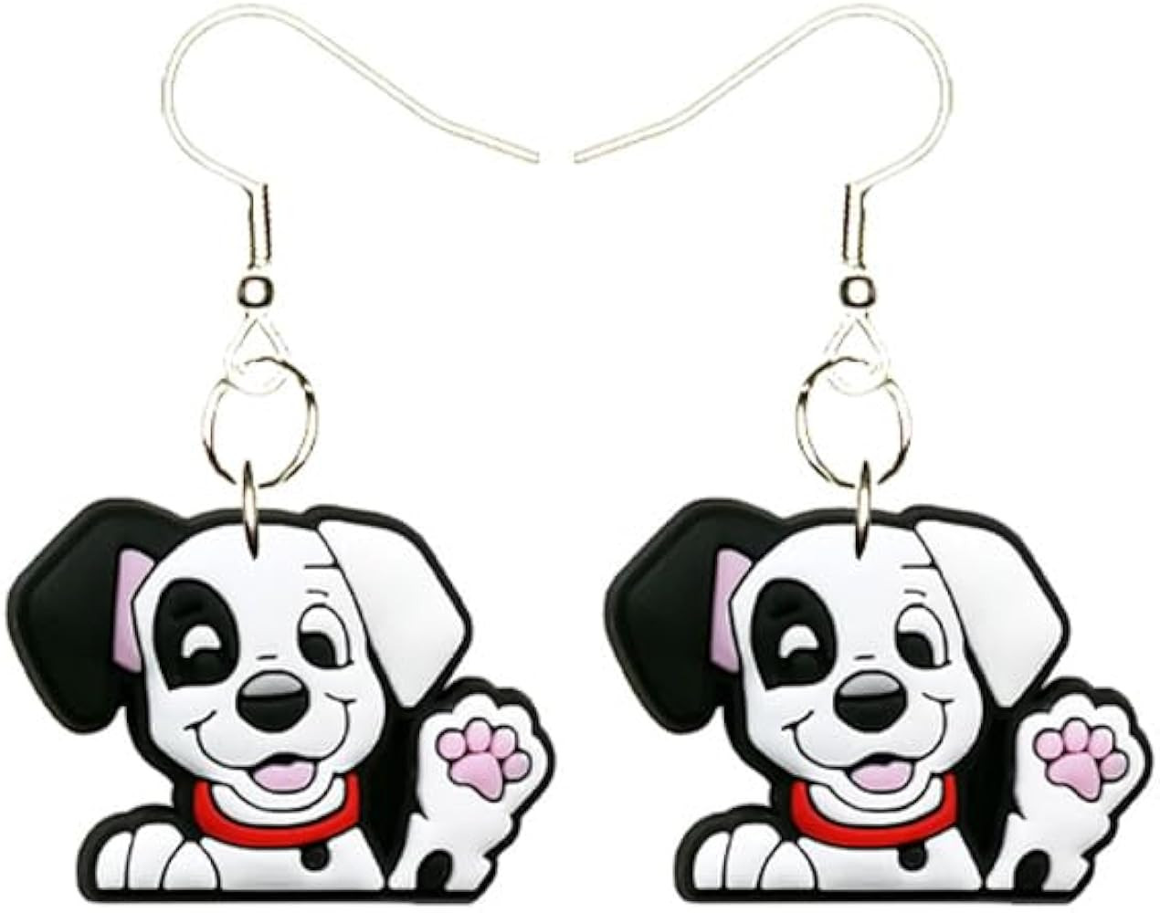 Dalmatian Earrings Hypoallergenic Silver Plated Fishhooks Yazzle Dazzle Puppy Dog Firefighter Wav... | Amazon (US)