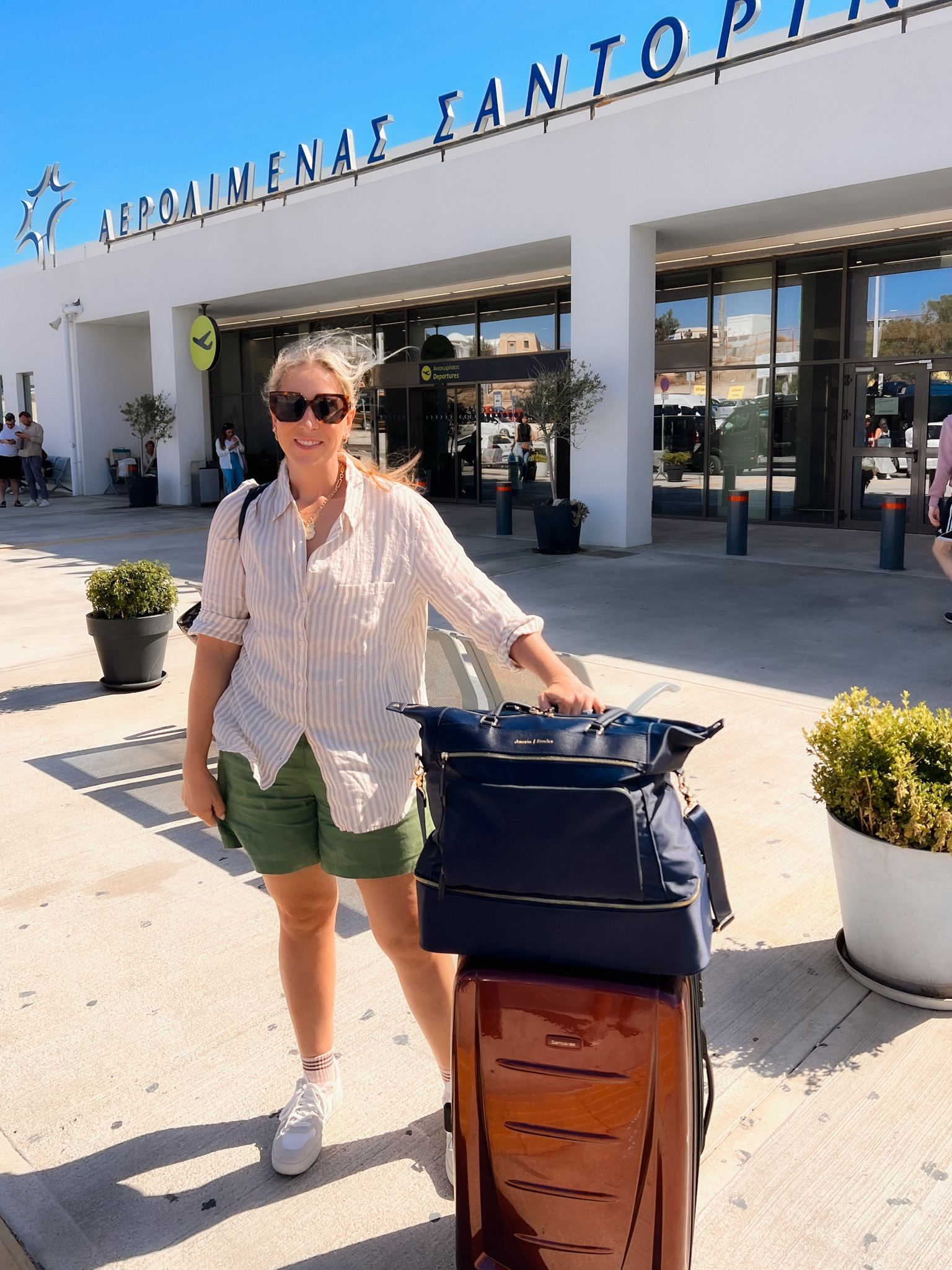Travel outfit for Greece 

H&M linen shirt - sized up to a large

JCrew linen shorts - 5” inseam. Runs true to size - in a medium

Celine sunglasses 
Vejas v-10 shoes
Europe travel
Greece travel


#LTKStyleTip #LTKFindsUnder50 #LTKTravel