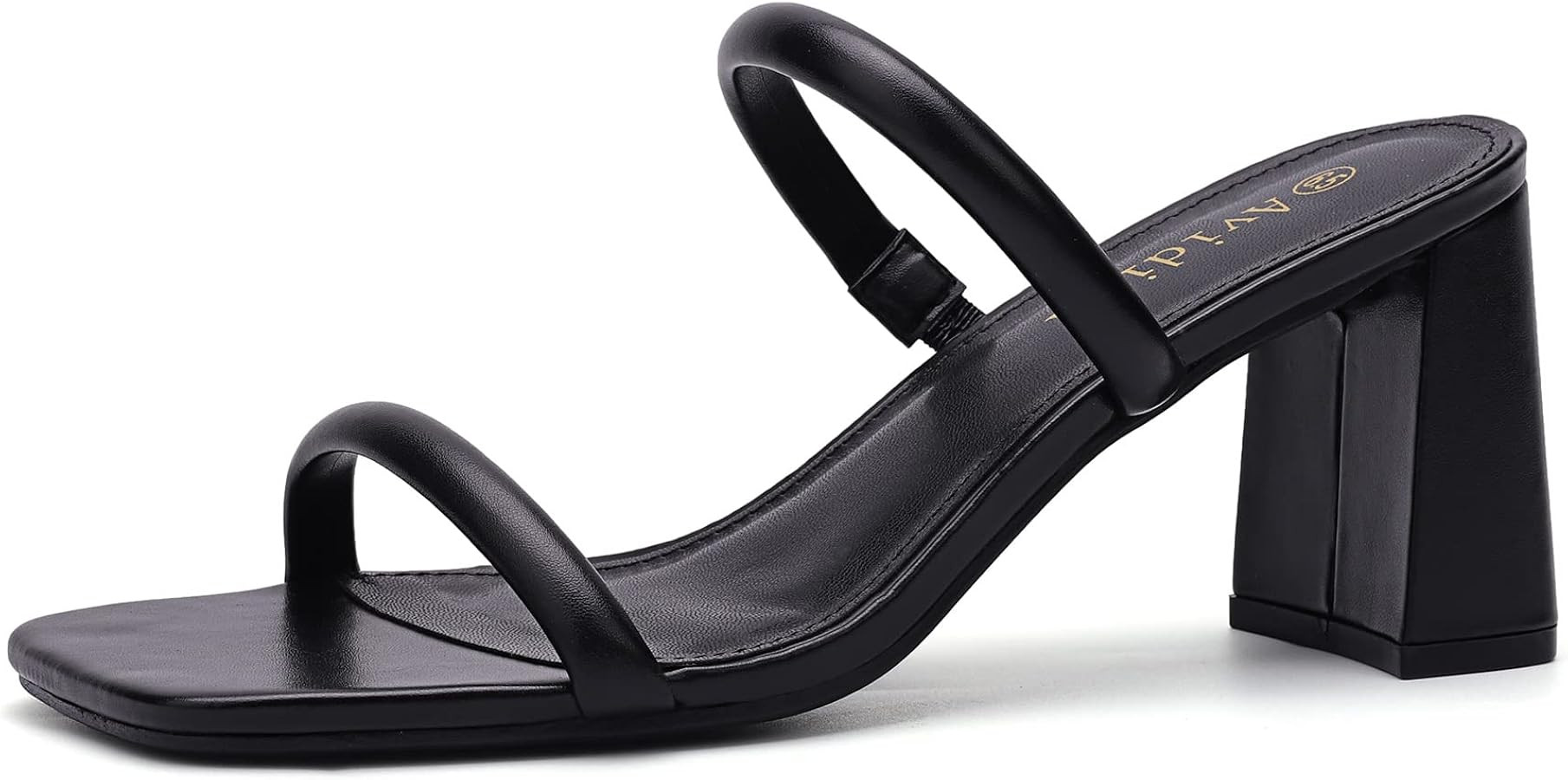 Women's Square Open Toe Heeled Sandals Two Strap Mules Slip On Block Chunky Mid Heels Sandals | Amazon (US)