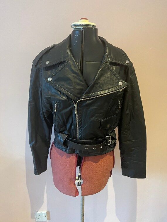 Vintage 70's Black Leather Biker Jacket Toff London | Etsy | Etsy (US)