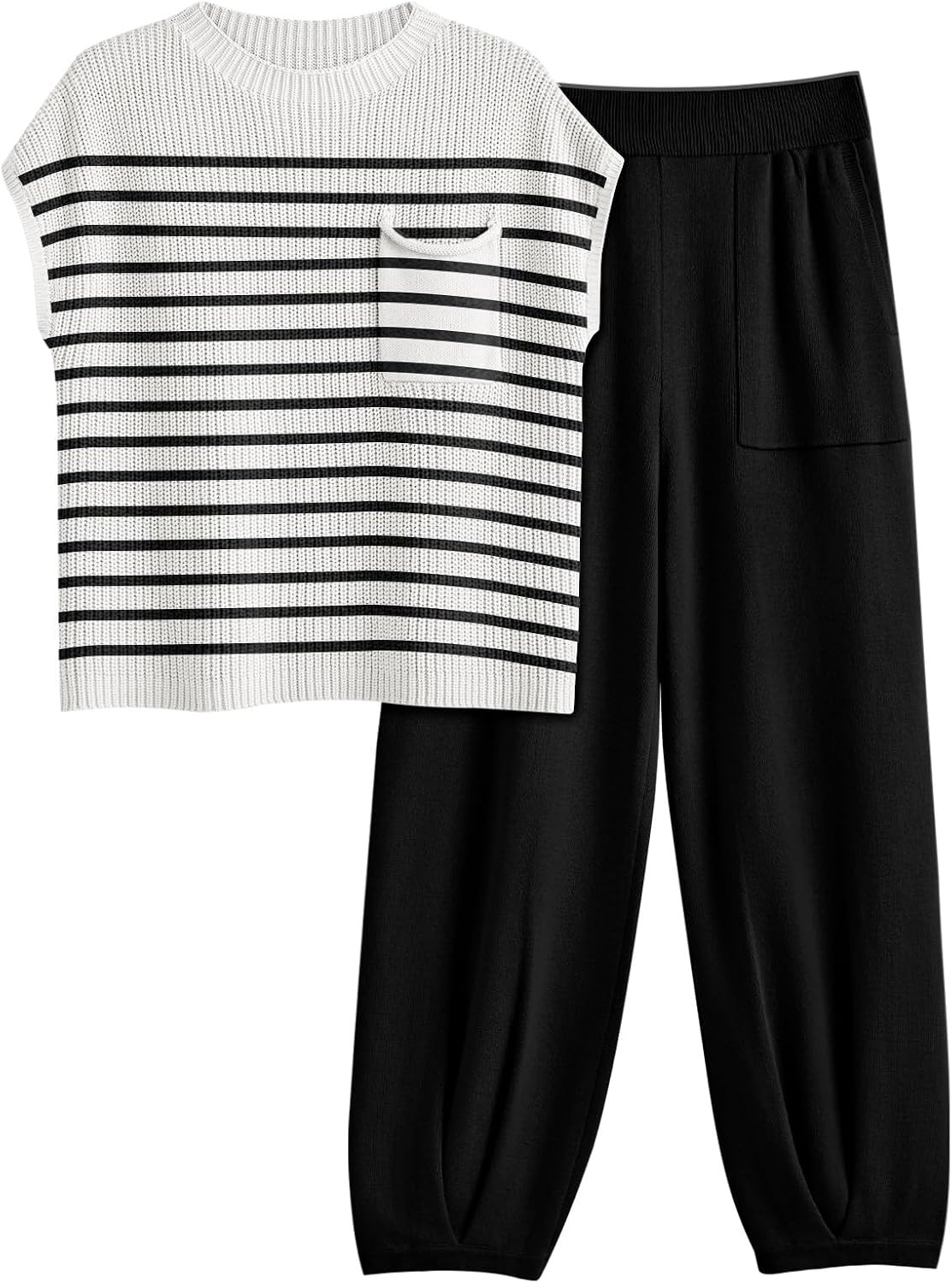 LILLUSORY Womens 2 Piece Lounge Sets Matching Knit Travel Sweatsuits | Amazon (US)