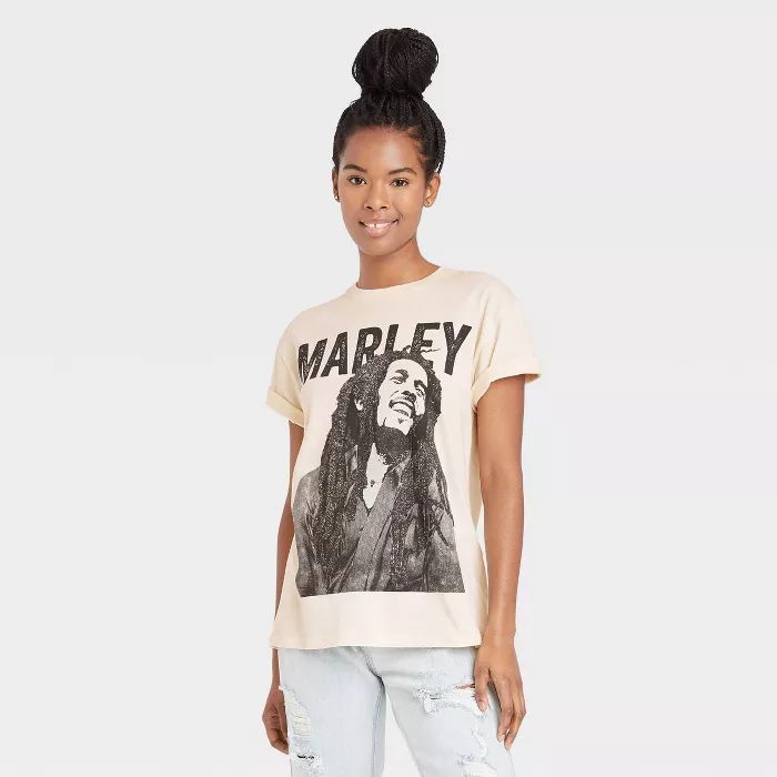 Women's Bob Marley Short Sleeve Graphic T-Shirt - Cream | Target