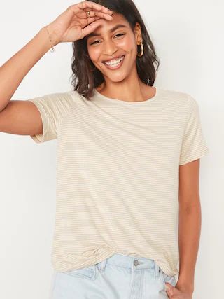 Short-Sleeve Luxe Striped T-Shirt for Women | Old Navy (US)