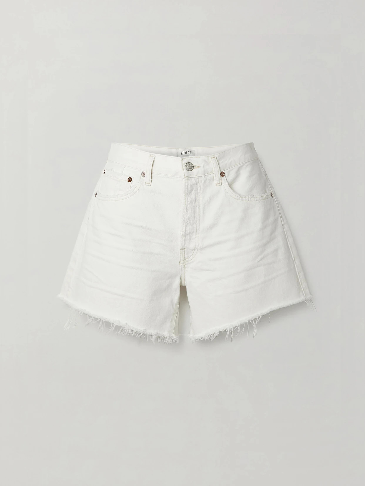 AGOLDE - Parker Long Distressed Denim Shorts - White | NET-A-PORTER (UK & EU)