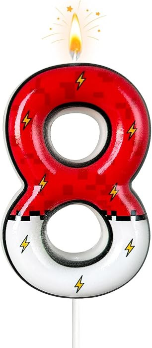 Cartoon White and red Lightning Cake Candle Digital Anime Cartoon Birthday Candle Cake Decoration... | Amazon (US)