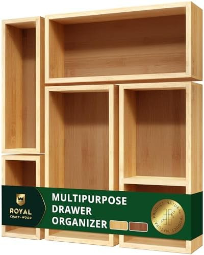 ROYAL CRAFT WOOD 5-Piece Bamboo Drawer Organizer Set – Multi-Use Storage Trays for Kitchen, Bat... | Amazon (US)