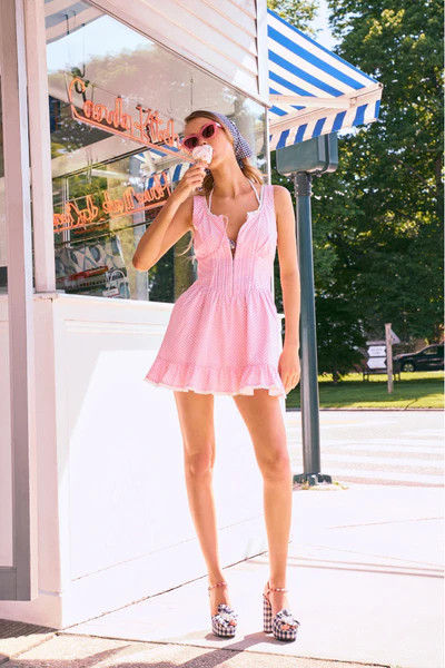 Ceronne Gingham Cotton Mini Dress | LoveShackFancy