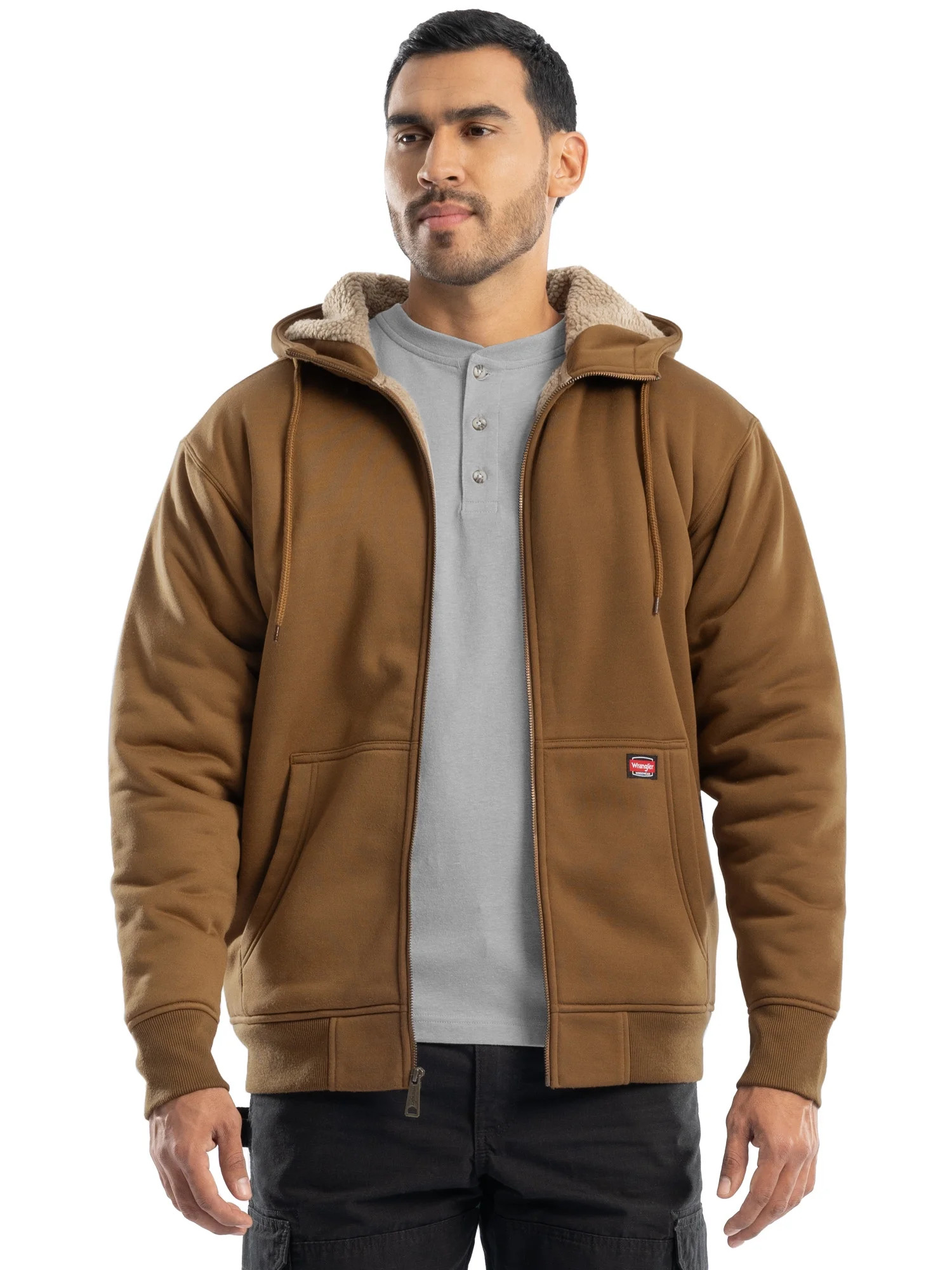 Wrangler Workwear Men's Durable Quilted Zip-up Fleece Hooded Jacket, S-3XL (Men's and Big Men's) | Walmart (US)