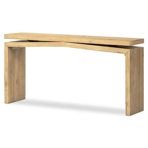 Rayan Rustic Lodge Worn Brown Oak Wood Console Table - Small | Kathy Kuo Home