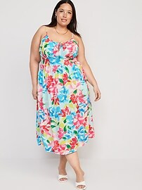 Fit & Flare Floral Smocked Midi Cami Dress for Women | Old Navy (US)