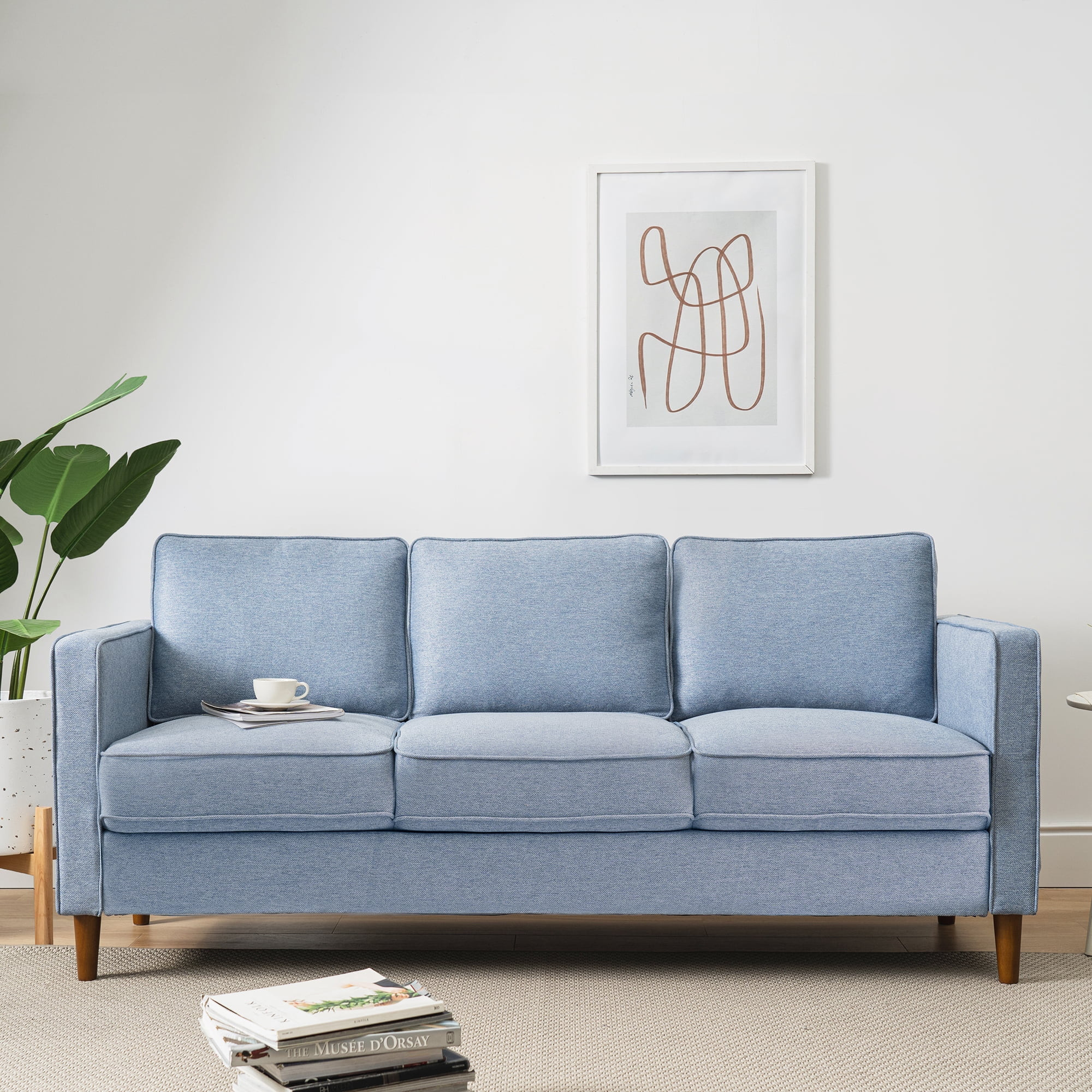 Hana Sofa, Dusty Blue Upholstered - Walmart.com | Walmart (US)