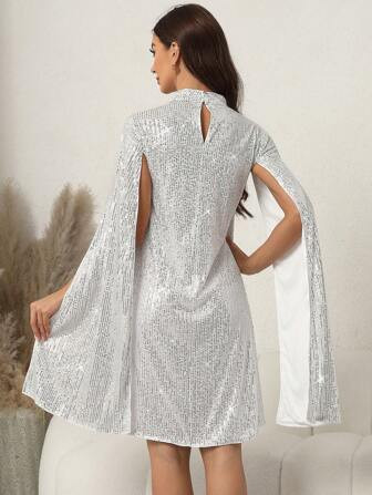 SHEIN Clasi Women's Cape Sleeve Beaded Sheath Dress | SHEIN