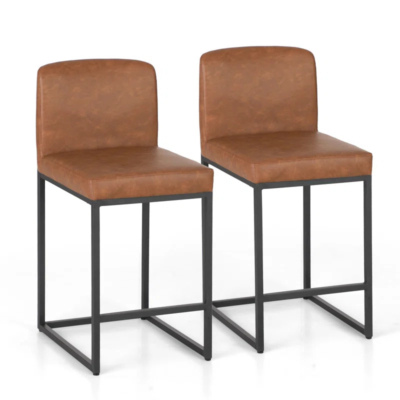 Boise Upholstered 24'' Counter Stool with Metal Frame (Set of 2) | Wayfair North America
