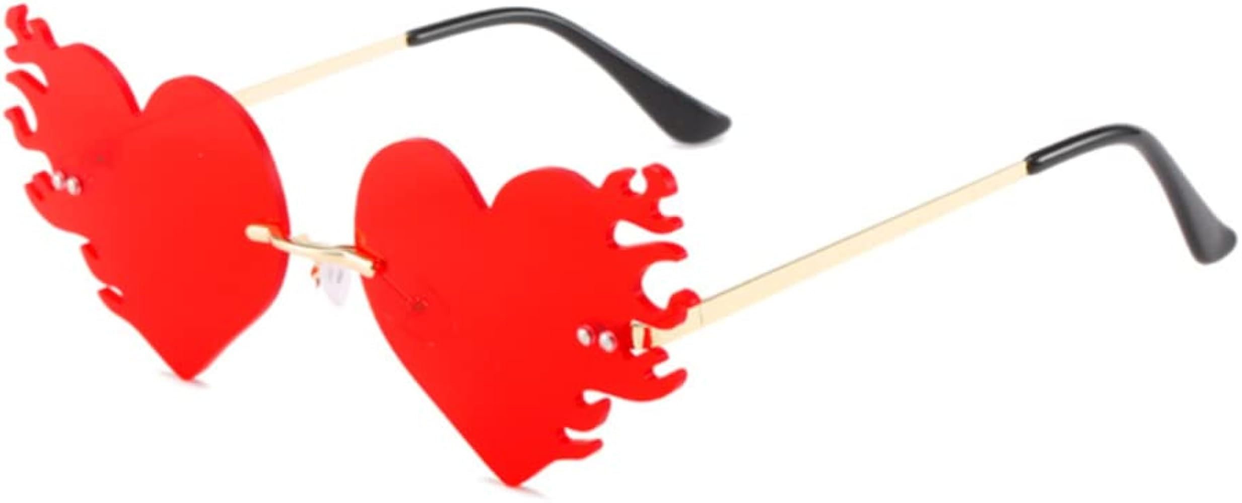 ENTHYI Melting Heart Flame sunglasses Women/men Trendy Rimless Party Cute Prom Glasses Novelty Heart | Amazon (US)