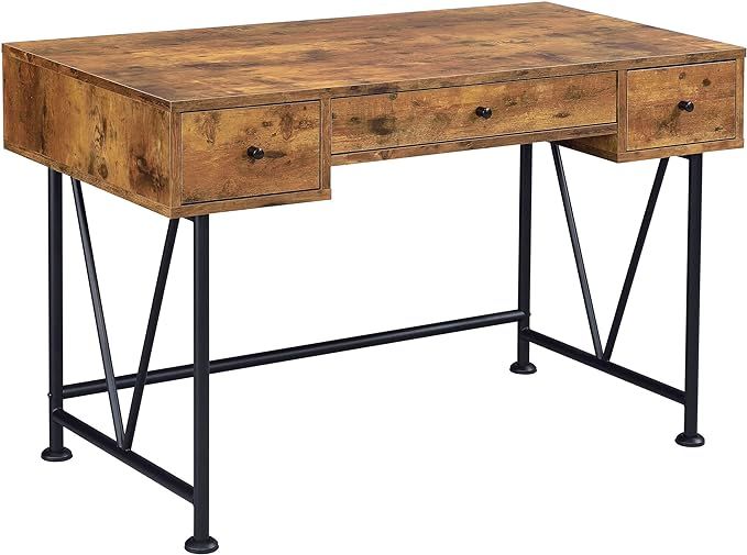 Coaster Home Furnishings Analiese 3-drawer Writing Desk Antique Nutmeg and Black | Amazon (US)