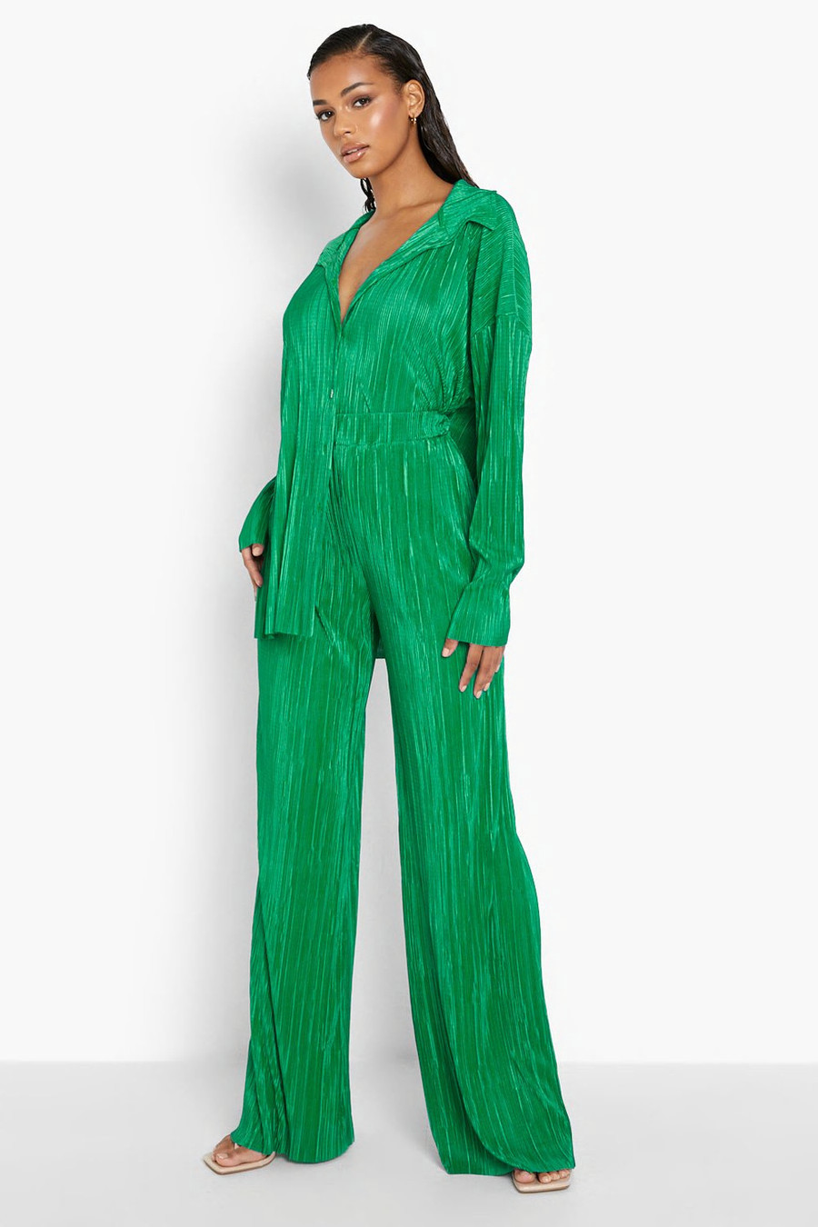 Plisse Floor Sweeping Wide Leg Pants | Boohoo.com (US & CA)