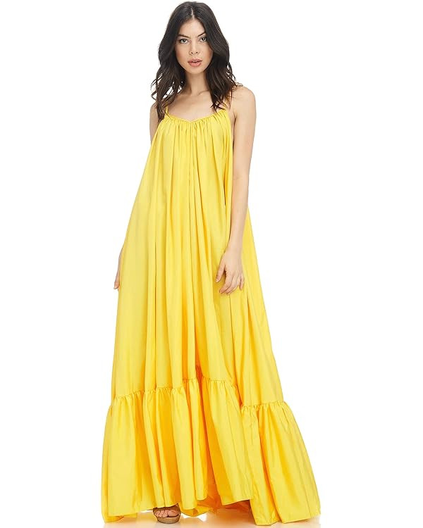 Tov Elegance A-Line Spaghetti Strap Flowy Maxi Rideau Dress | Amazon (US)