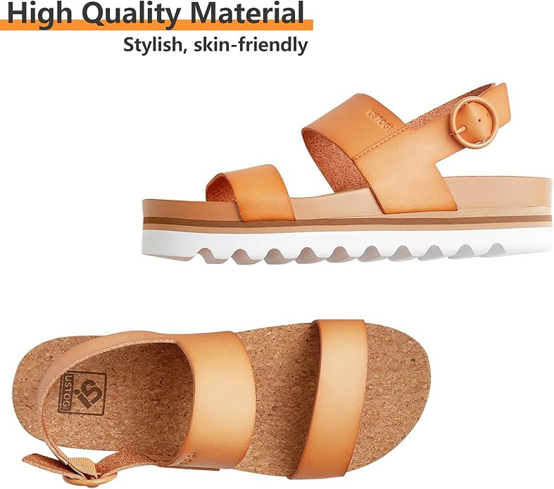 Women's Platform Sandals Arch Support Beach Slides for Woman Orthotic Summer Causal Cork Footbed ... | Amazon (US)