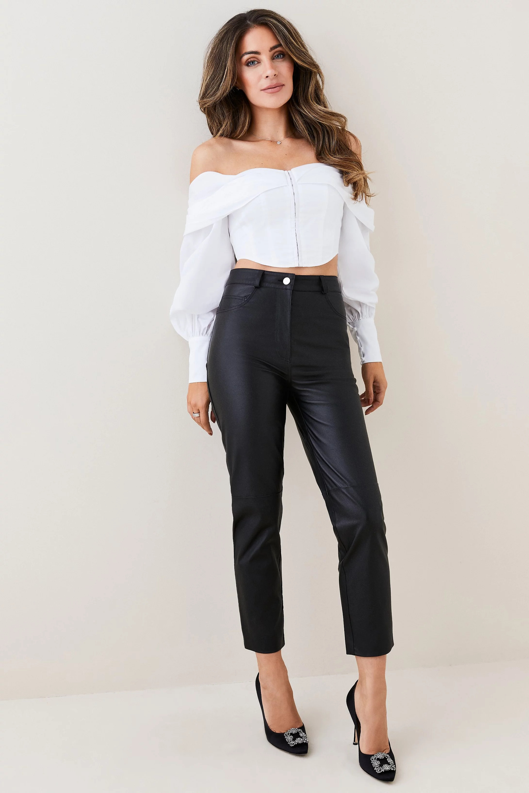 Lydia Millen Leather Slim Leg Trousers | Karen Millen UK + IE + DE + NL