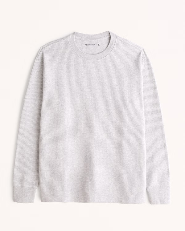Long-Sleeve Grid Waffle Tee | Abercrombie & Fitch (US)