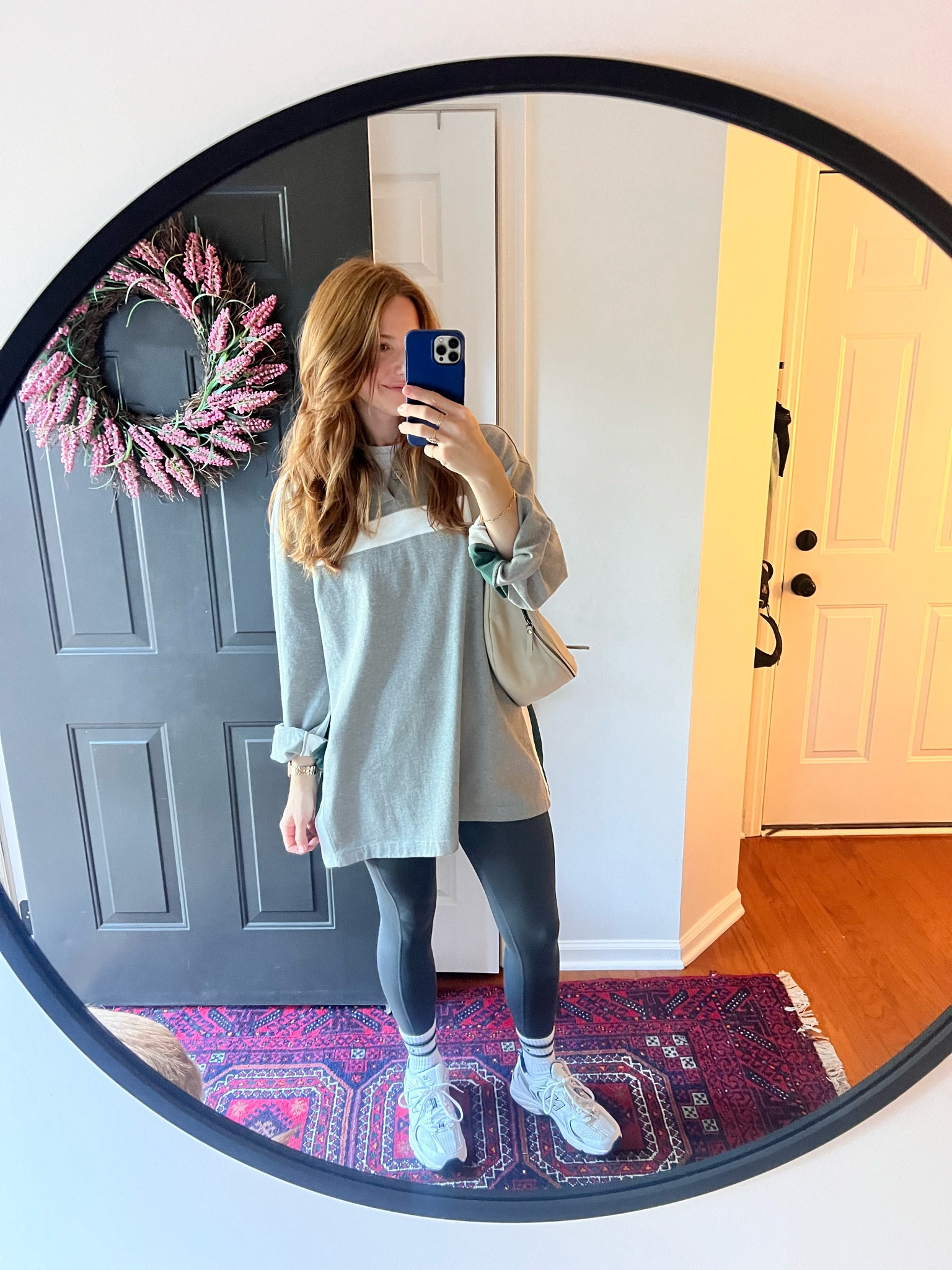 Allie’s jersey dress is on sale from Anthropologie - casual fall outfit idea - legging look 

#LTKSeasonal #LTKOver40 #LTKActive
