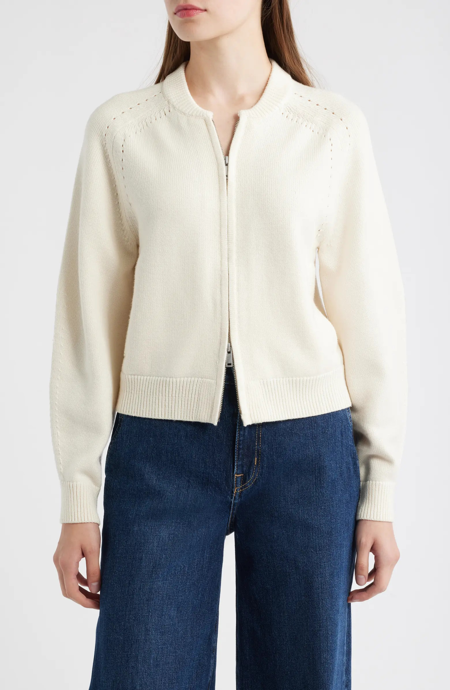 Pointelle Knit Wool & Cotton Jacket | Nordstrom
