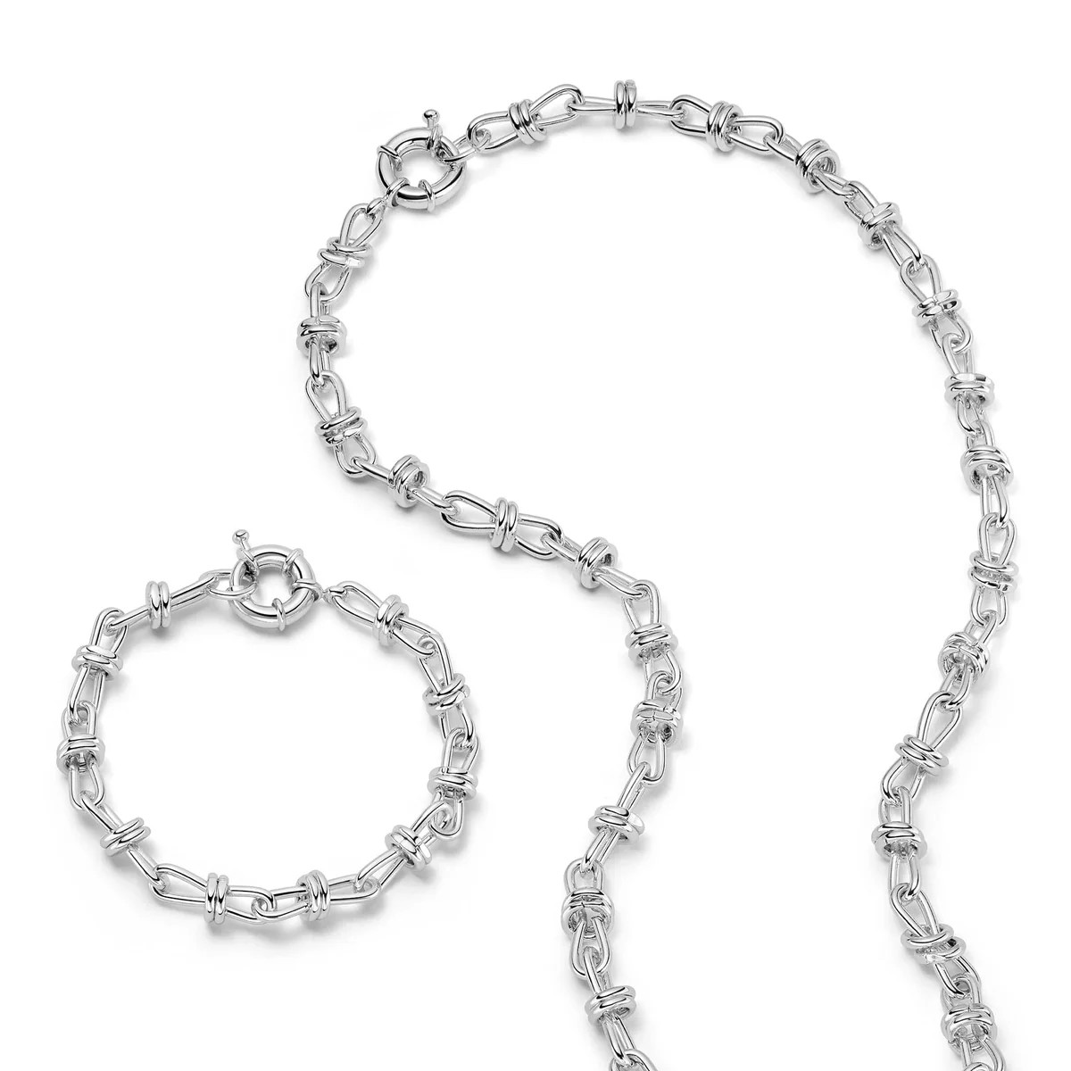Polly Sayer Knot Chain Layering Set Silver Plate | Daisy London Jewellery