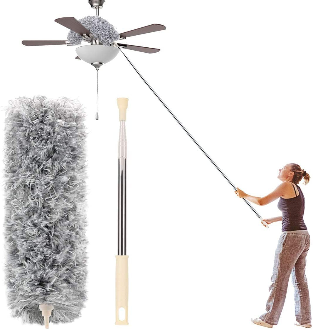 Microfiber Duster with Extension Pole(Stainless Steel) 30 to 100'', with Bendable Head, Extendabl... | Amazon (US)