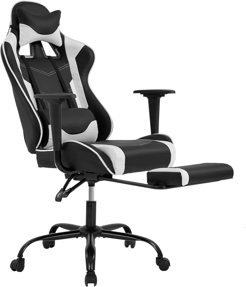 Gaming Chair with Footrest, Ergonomic Office Chair, Adjustable Swivel Leather Desk Chair, Reclini... | Amazon (US)