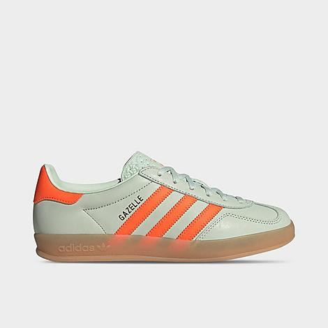 adidas Women's Originals Gazelle Casual Shoes in Linen Green/Solar Orange/Gum Size: 14.5 | Finish Line (US)