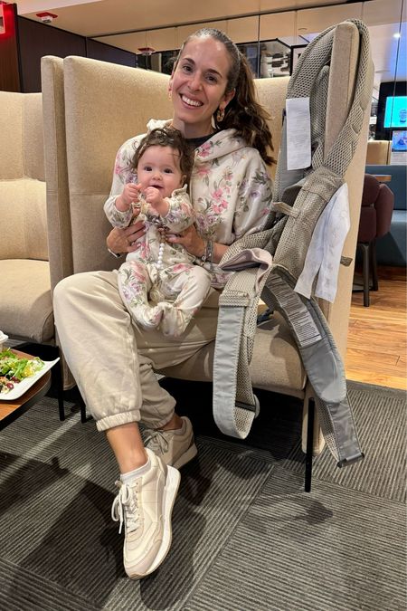 In our travel uniform - I love matching with Camila & these looks are still in stock from the Gap collab with one of my fave designers. The matching pants to my sweatshirt finally arrived as they didn’t ship for a long time. My sneakers are a lookalike for less!

#LTKbaby #LTKCyberWeek #LTKsalealert