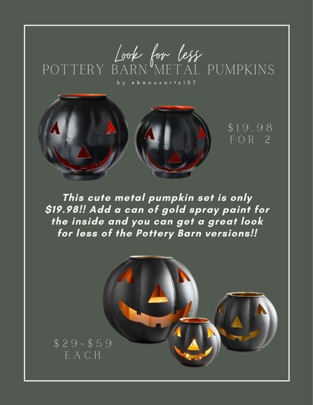 Pottery barn metal pumpkin look for less

Halloween decor

#LTKunder50 #LTKsalealert #LTKhome