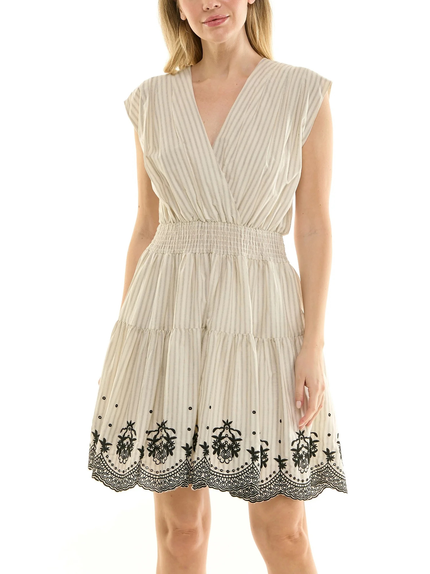 Nanette Nanette Lepore Tiered Mini Dress With Embroidery - Walmart.com | Walmart (US)