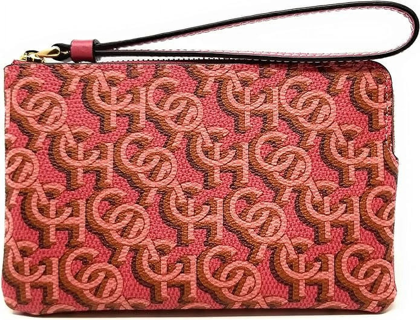 Coach Women's Small Corner Zip Wristlet with Coach Monogram Print (Rouge) | Walmart (US)