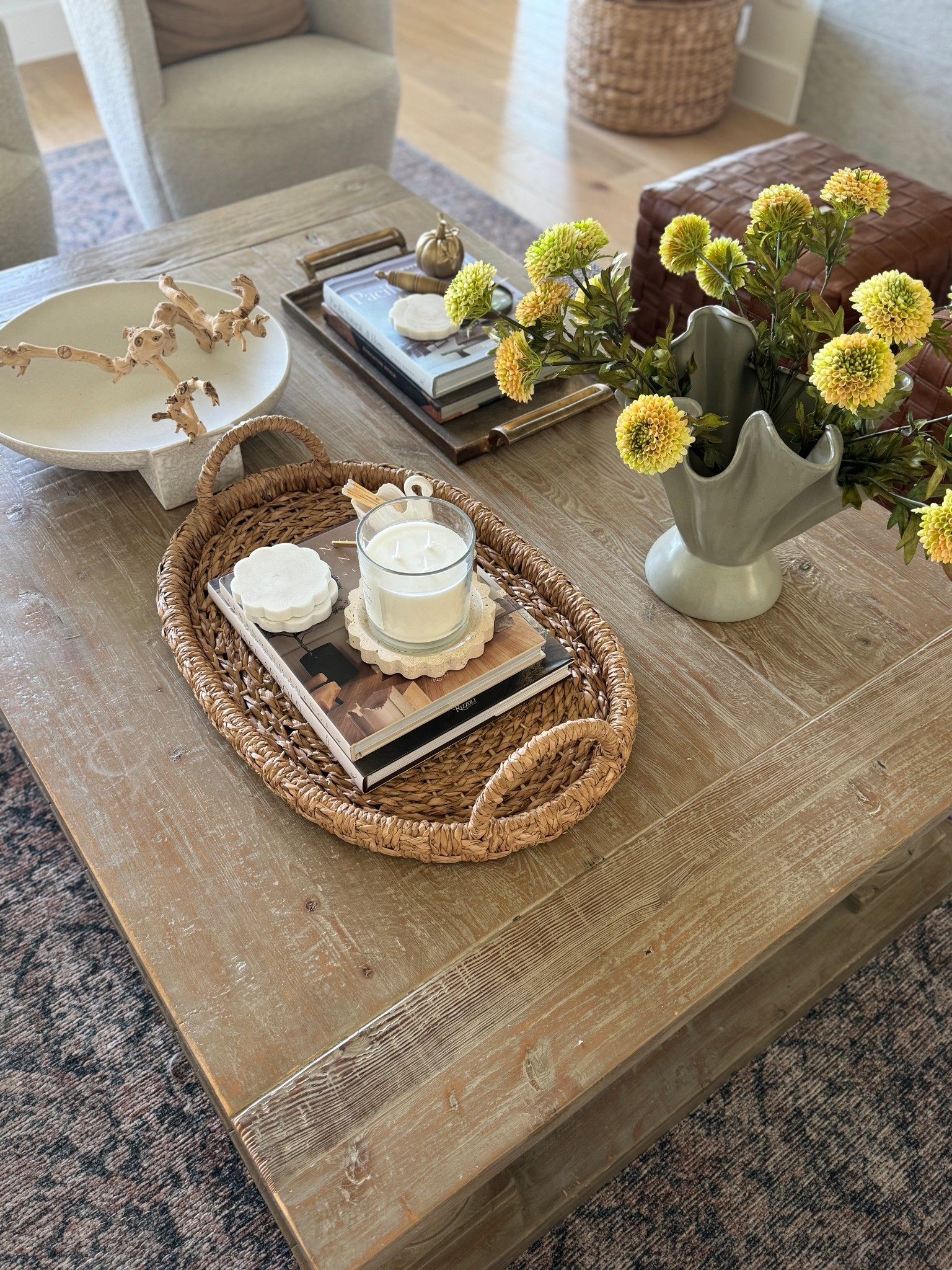 Just a little fall details in the living room.

Fall home decor, fall vase, oval rattan vase, organic modern decor, brass pumpkin, home decor, home accents, gold decorative tray, living room furniture, coffee table, coffee table styling, wayfair home, Amazon home, target, magnolia home, ruffle vase, pumpkin decor, neutral home decor, 

#LTKHome #LTKSaleAlert #LTKStyleTip